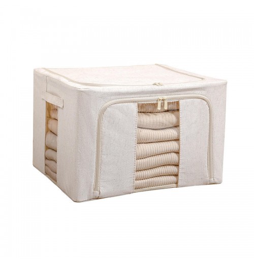 Tianshan Single-Tier Baina Box Cotton and Linen Steel Frame Storage for Clothes & Quilts for Wardrobe & Living Room