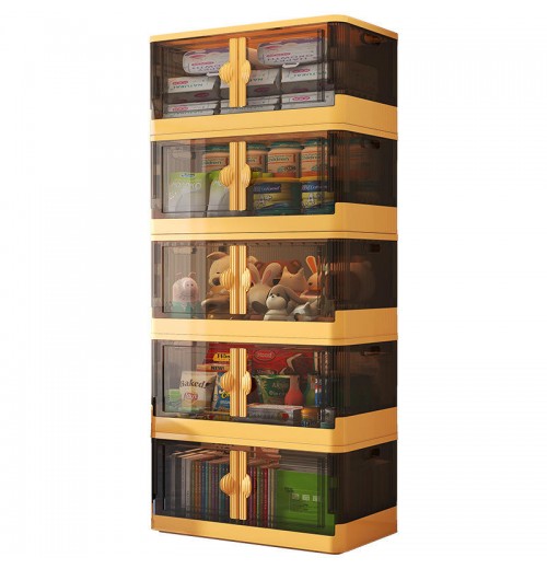 DS3569 Plastic Foldable Box Storage Containers Closet Organizers Collapsible Stackable Storage Bins with Lids and Wheels