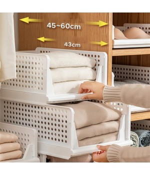 Customizable Stackable Plastic Drawer Organizer Baskets for Closet Storage and Wardrobe Organisation