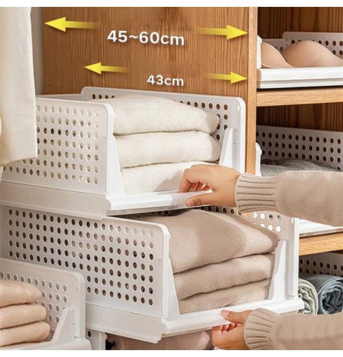 Customizable Stackable Plastic Drawer Organizer Baskets for Closet Storage and Wardrobe Organisation