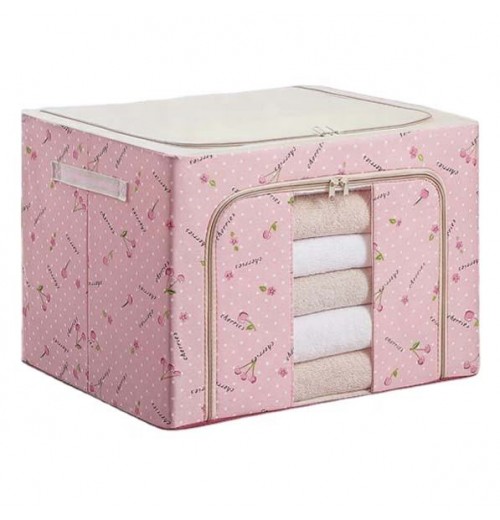 2024 New Oxford Fabric Steel Frame Foldable Storage Box Organizer Cloth Box Household and Bedroom Clothing Storage Fabric Basket