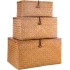 Home Bath Cosmetic Towel Organization Handicraft Handmade Seaweed Finishing Storage Box Woven Seagrass Basket With Lid