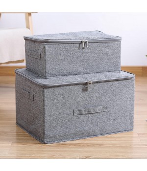 55L Foldable Storage Bins Storage Boxes with Lids and Handles Storage Baskets in Linen Organizers for Toys Shelves