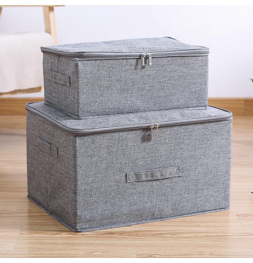 55L Foldable Storage Bins Storage Boxes with Lids and Handles Storage Baskets in Linen Organizers for Toys Shelves