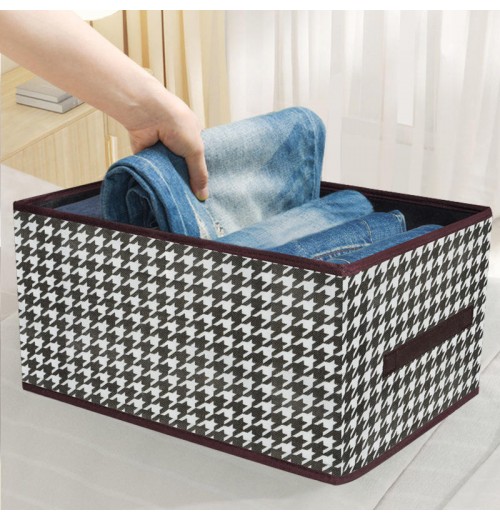 Thousand bird lattice clothing storage box Large capacity wardrobe clothing storage box household fabric folding storage basket